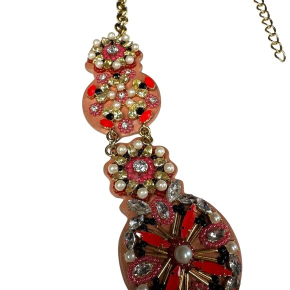 VTG Rare Y2K Kate Spade Desert Garden Statement Necklace Beaded Sparkly 22" Pink - Picture 3 of 8